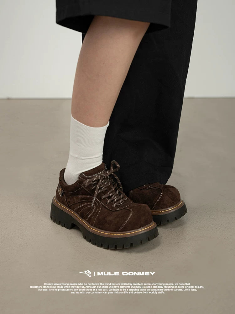 Donkey British Platform Big Head Leather Shoes