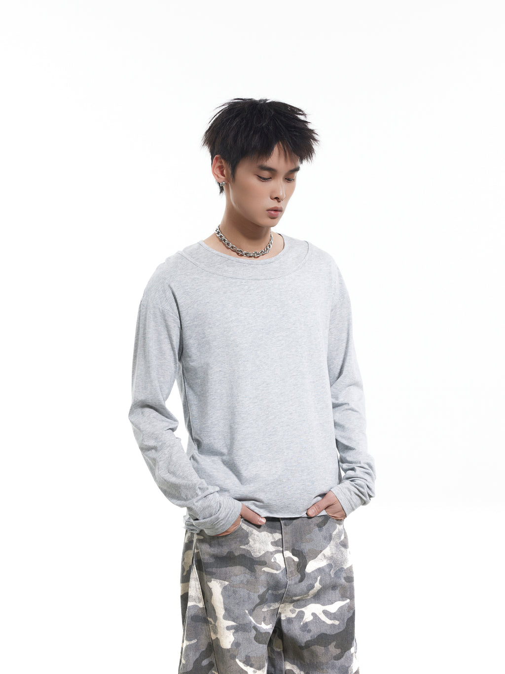 BTSG thin fake two long-sleeved Tee