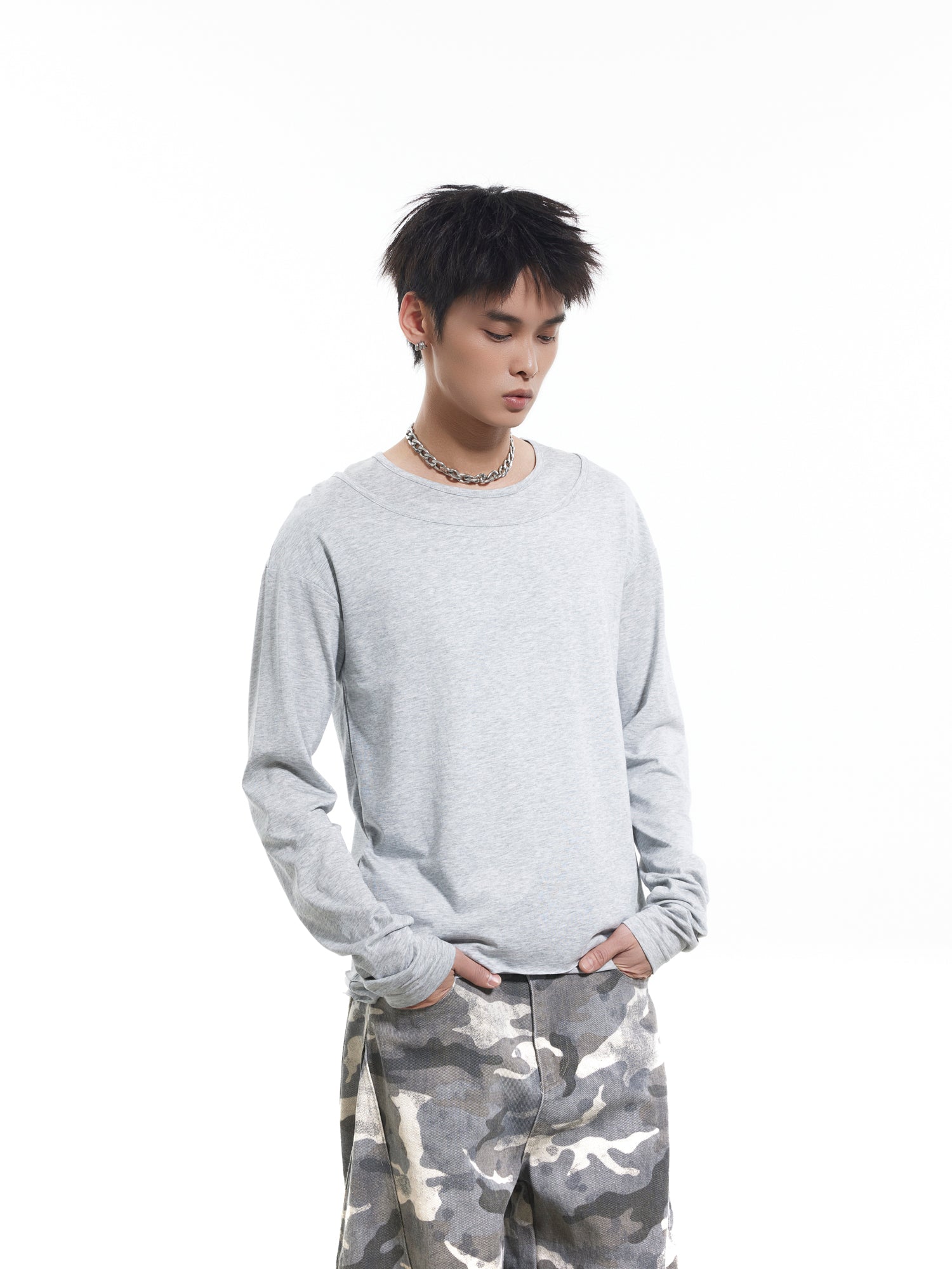 BTSG thin fake two long-sleeved Tee