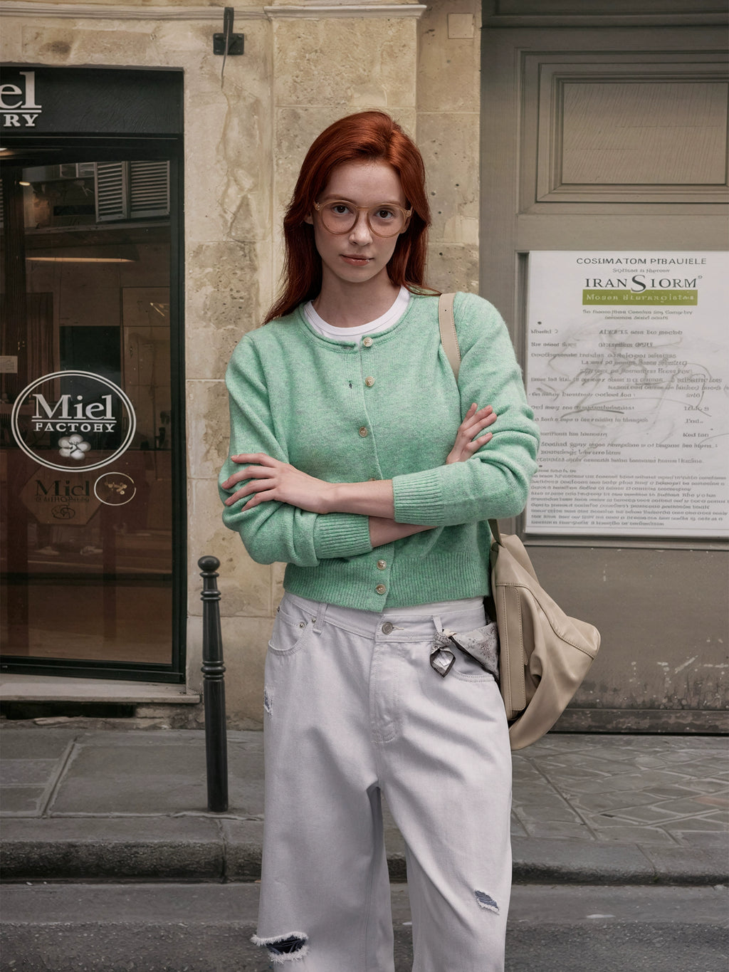MADWITCH Vintage Crew Neck Knitted Cardigan