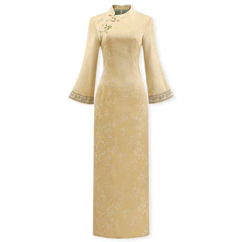 ZIHE Jacquard Embroidered Long-sleeved Dress