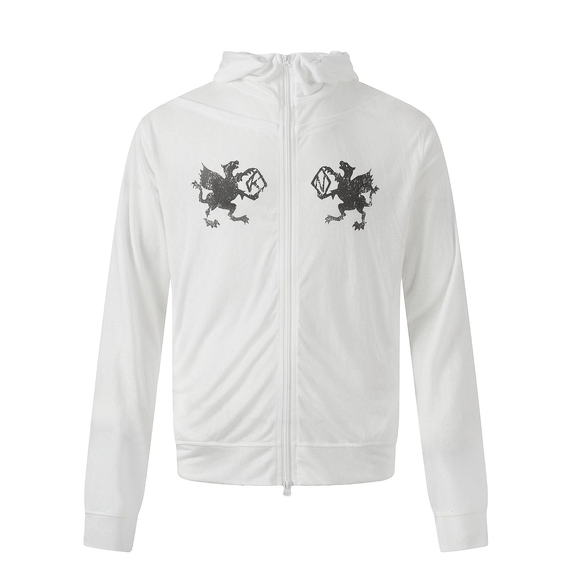 11KN Double-headed Eagle Print Short Hooded Jacket