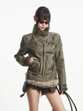 UNCMHISEX Vintage Leather Tooling Leather Jacket