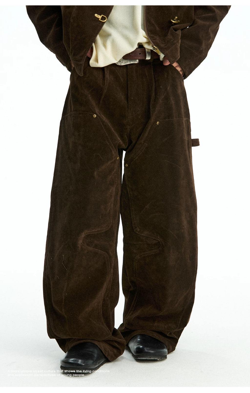 CoosRetro Suede Rivet Premium Trousers