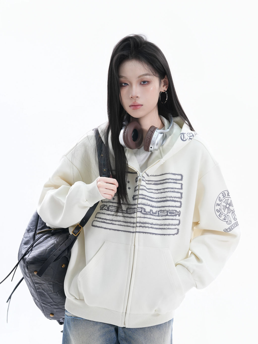 Zuocisankon Oversize Flag Print Jacket