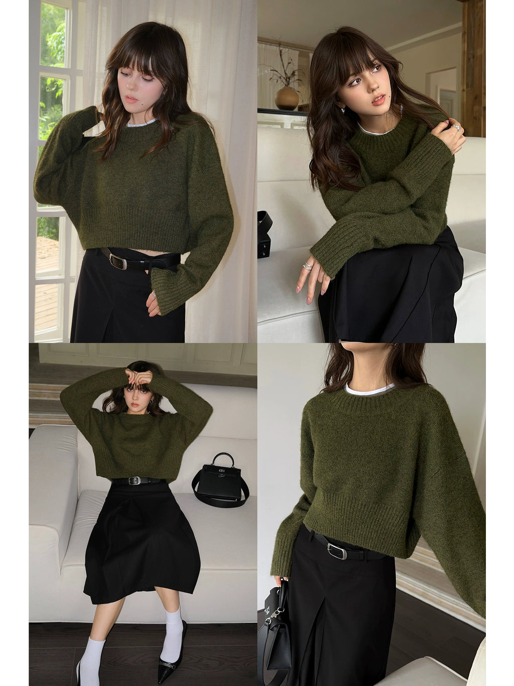 NEVA HU Short Versatile Pullover Knitted Sweater