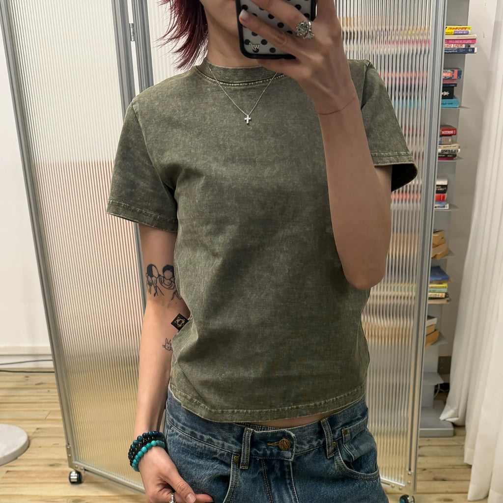 MMBBT Shoulder Short Versatile Casual Round Neck Tee