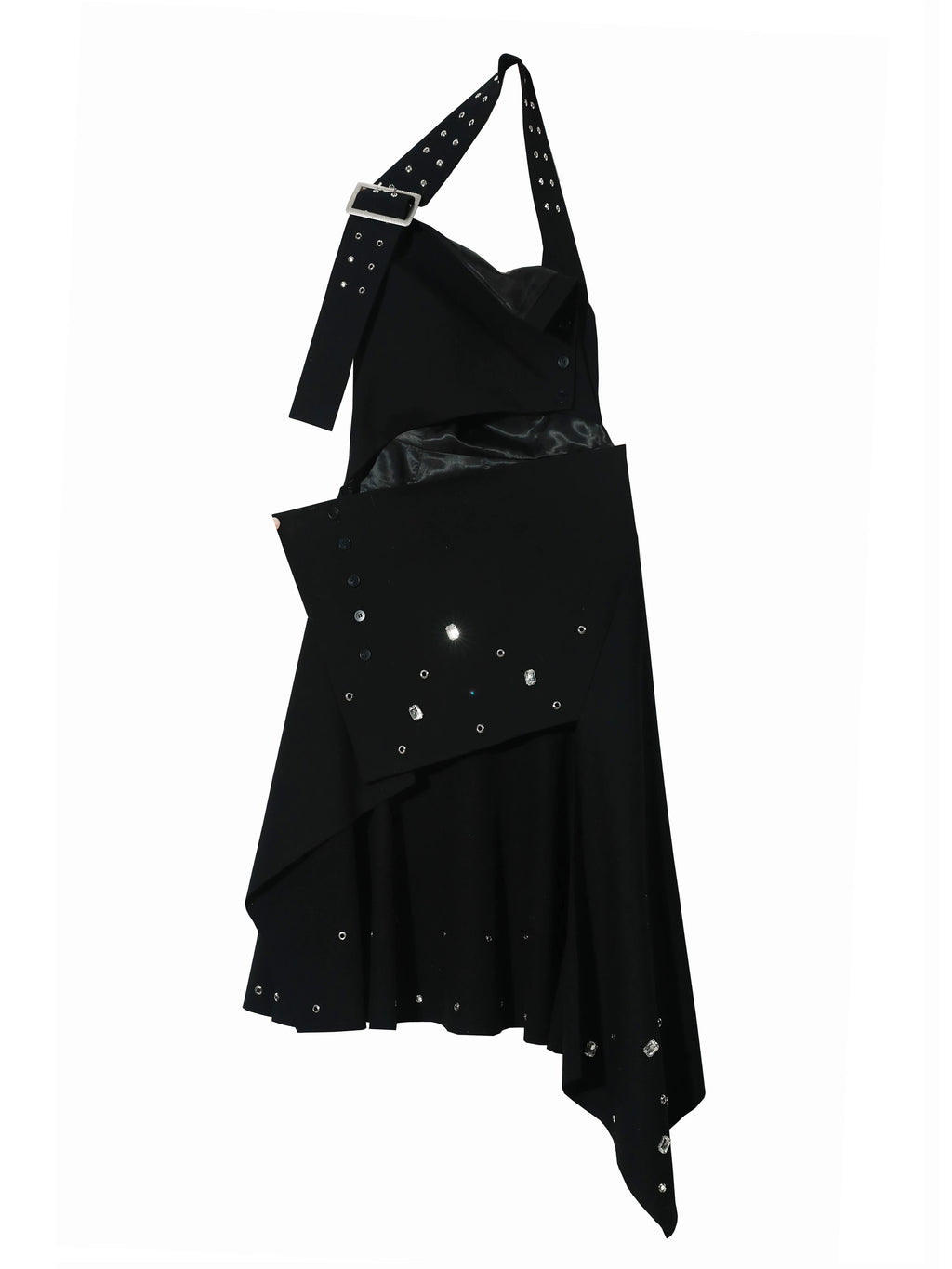 JNYLON Bright Diamond Rivets Two Wear Neck Irregular Skirt