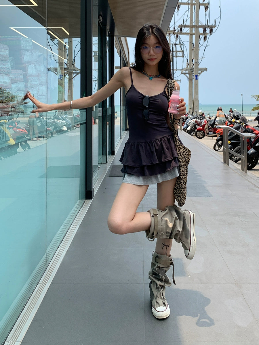 Mooreyu Belt Buckle Graffiti Pants Pile Boots