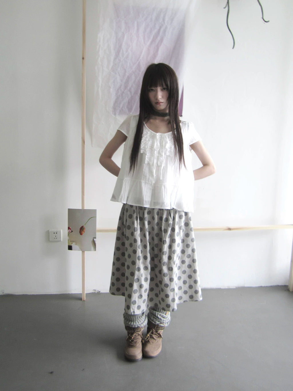 Ang: Project Vintage Versatile Loose Polka Dot Print Skirt
