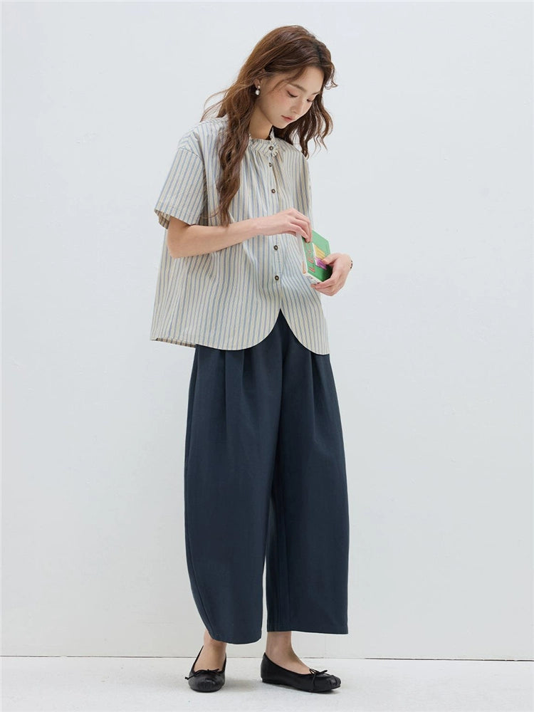 Giordano Loose Striped Short Sleeve Shirt