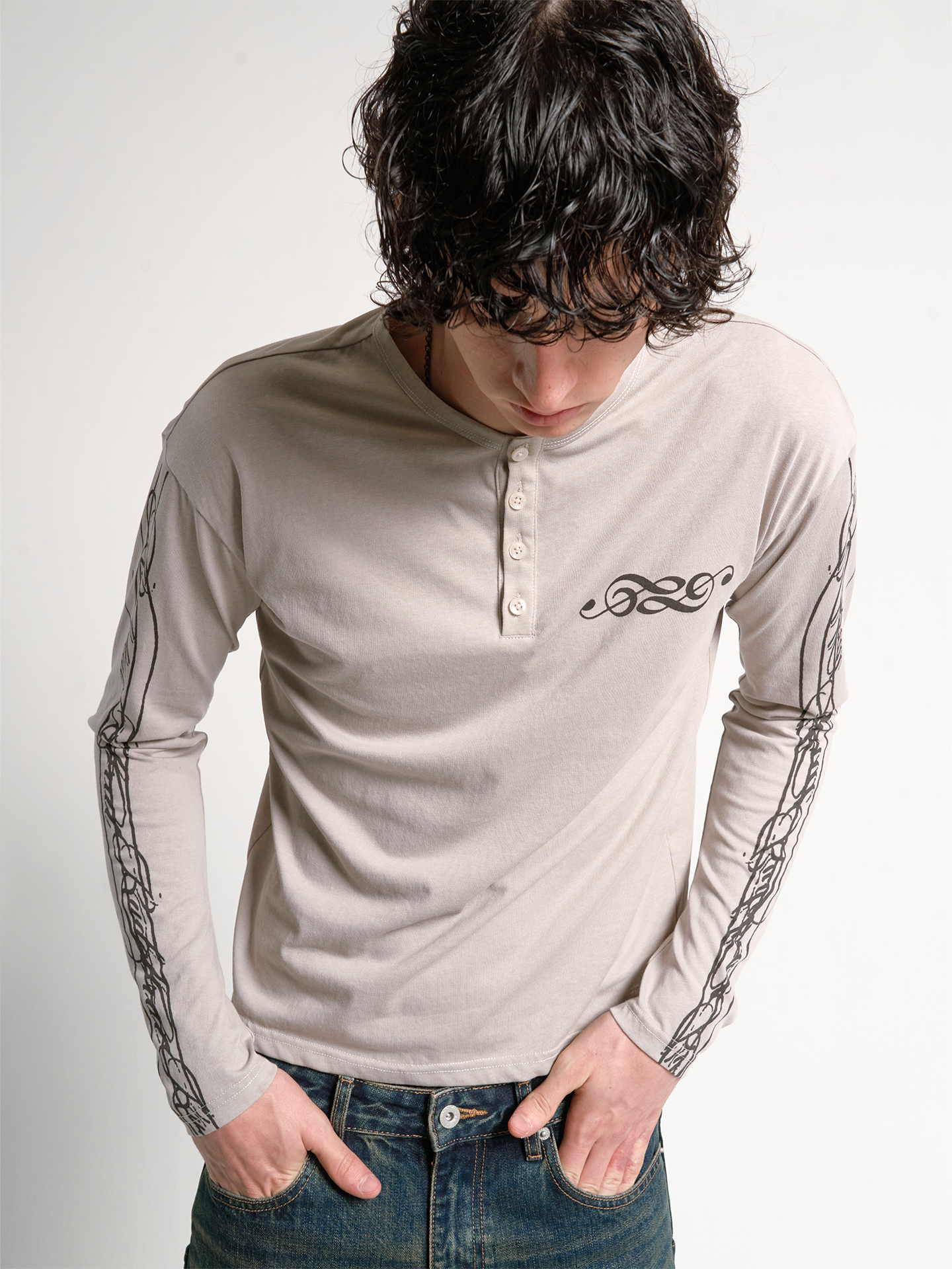 noEmosen music note flower printed long sleeve