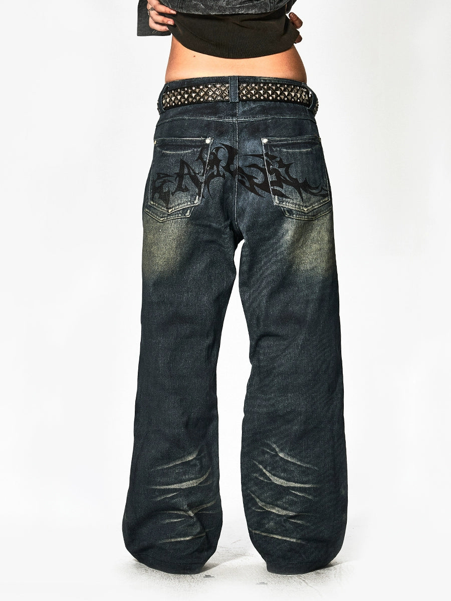 DND4DES Retro Dark Thorn Element Casual Jeans