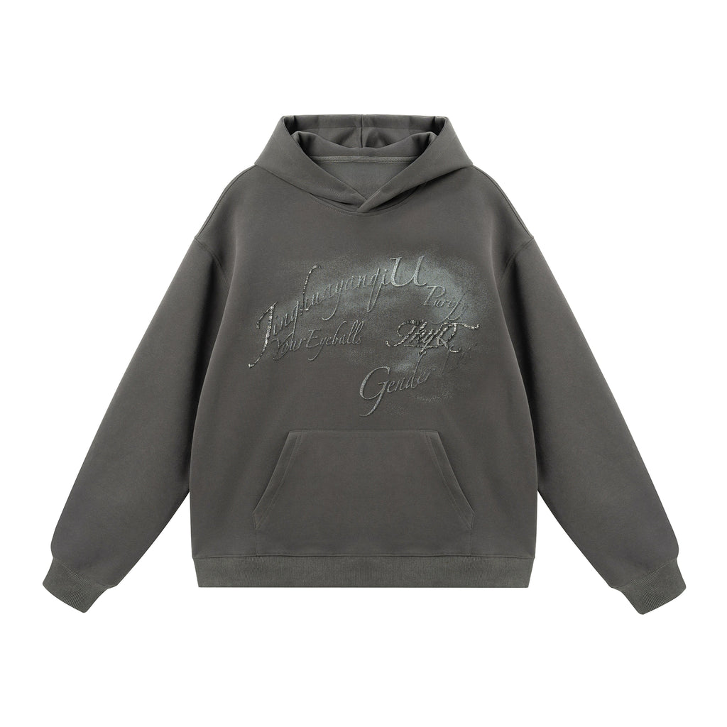 JHYQ Retro Letter Print Hooded Sweater