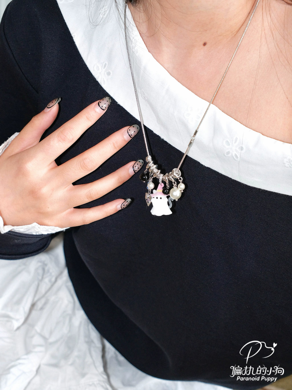 ParanoidP Ghost Cat Pendant Fashion Personality Necklace