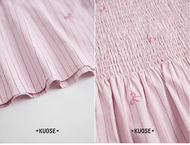 Kuose Striped Suspender Casual Pants Two-piece Set
