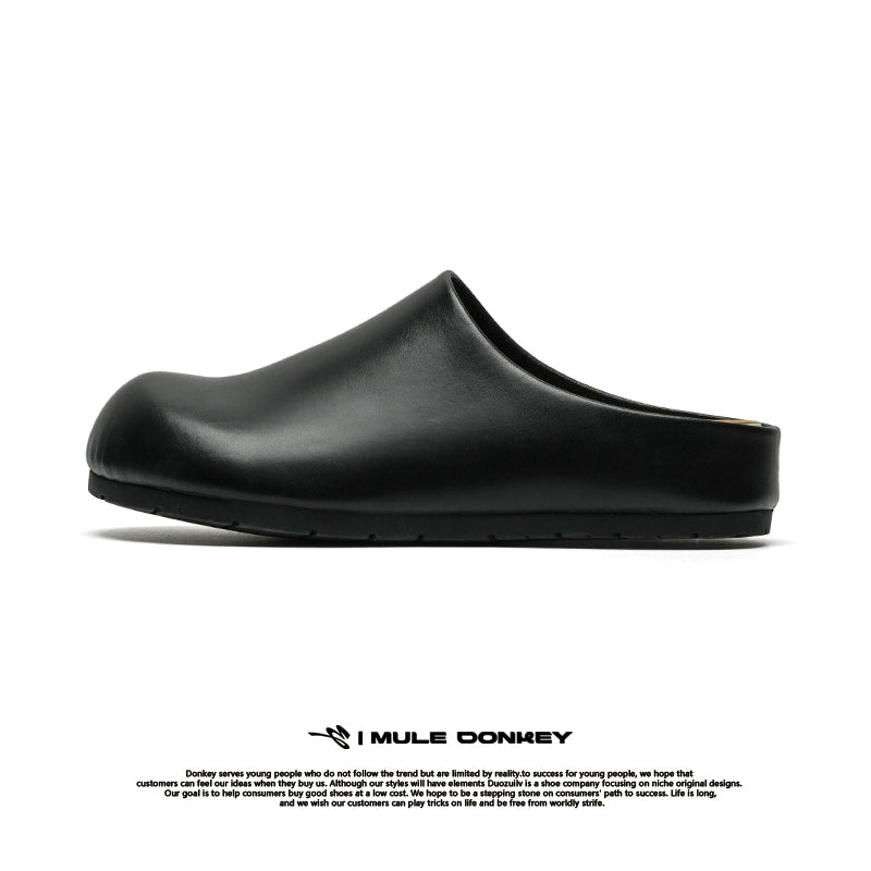 Donkey Anti-velvet Thick-soled Lazy Ugly Bag Head Half Slippers