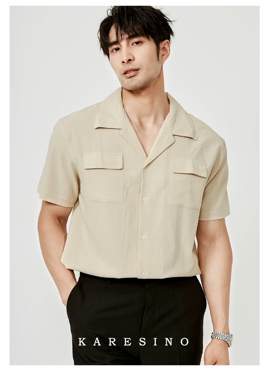 KARESINO Seersucker Breathable Casual Shirt