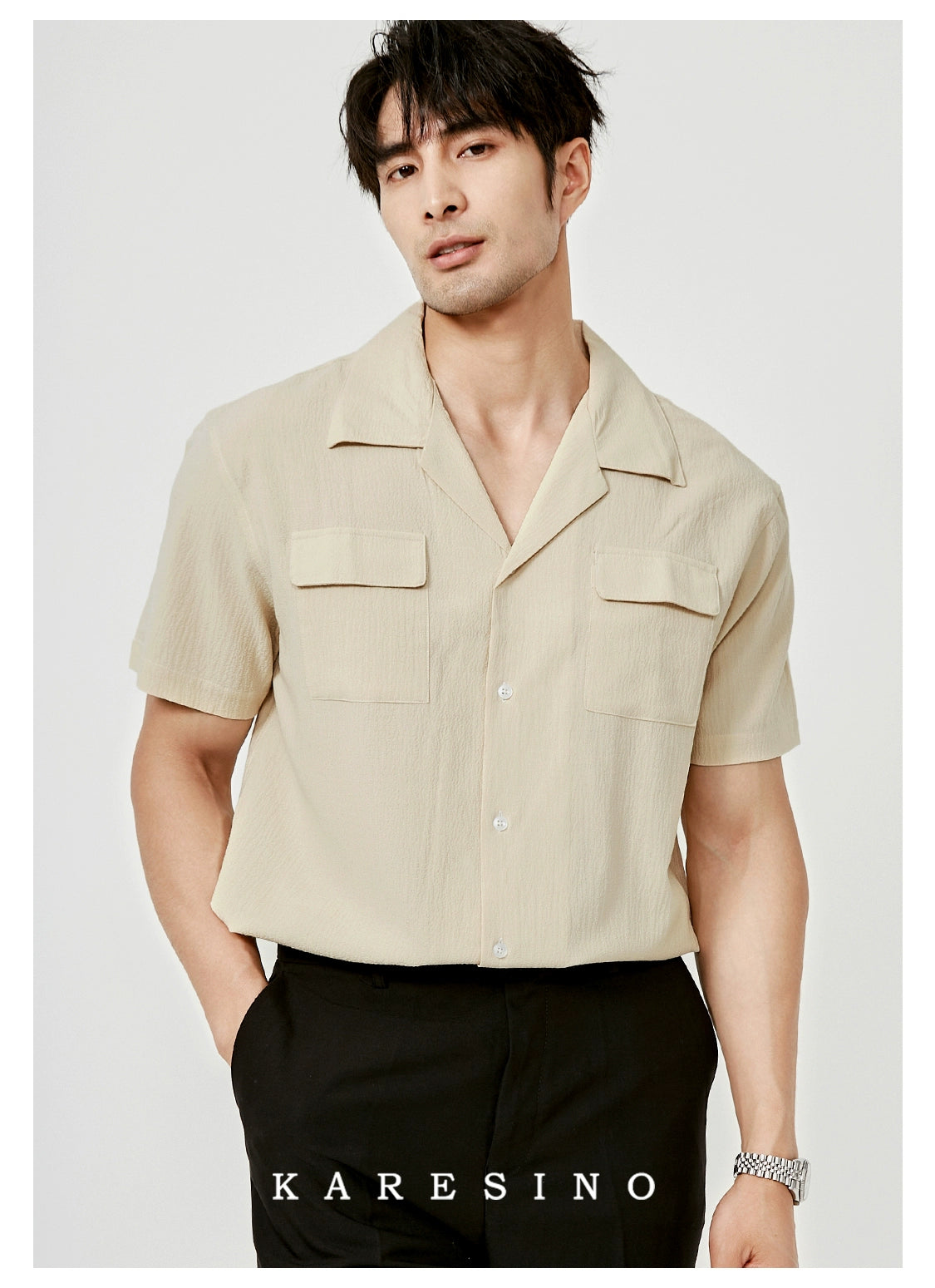 KARESINO Seersucker Breathable Casual Shirt
