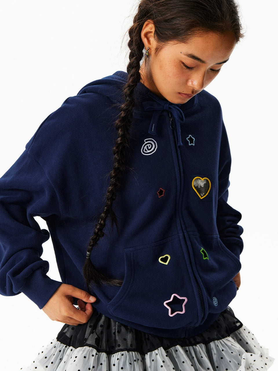 CryingCenter Colored Stars Love Hollow Patch Sweater Jacket