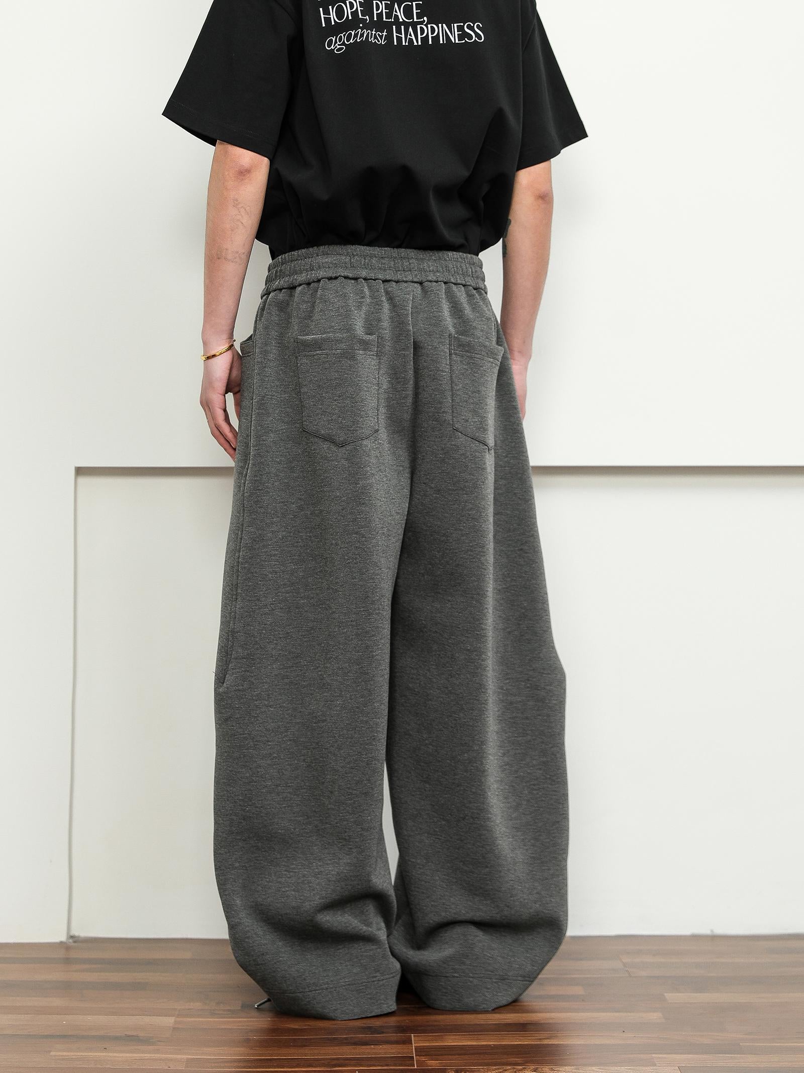 FLYOFF Deconstruction Cut Wide Leg Premium Grey Sweatpants