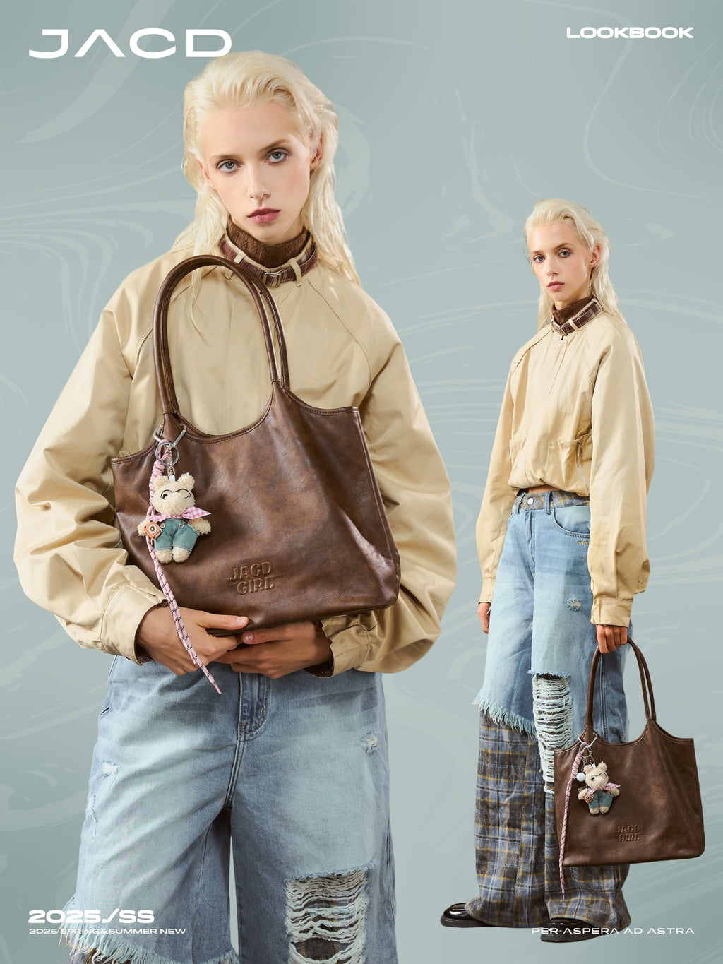 JACD College Vintage Shoulder Tote Bag