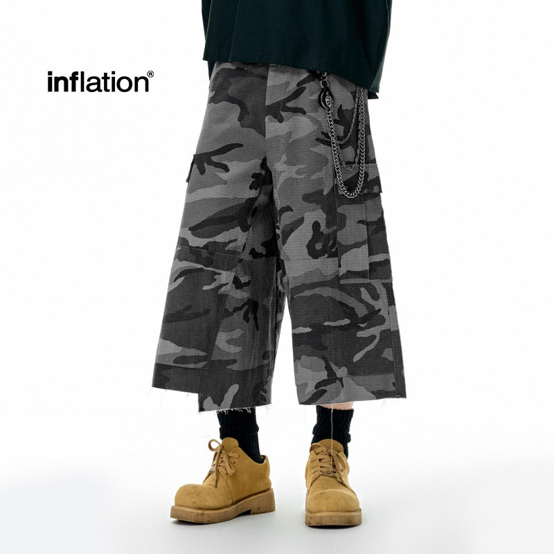 Inflation Checked Camouflage Tooling Cropped Shorts