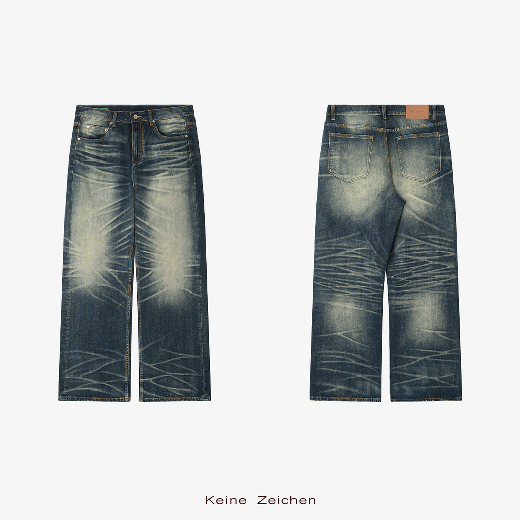 NO LOGO Loose Straight Progressive Blue Retro Jeans