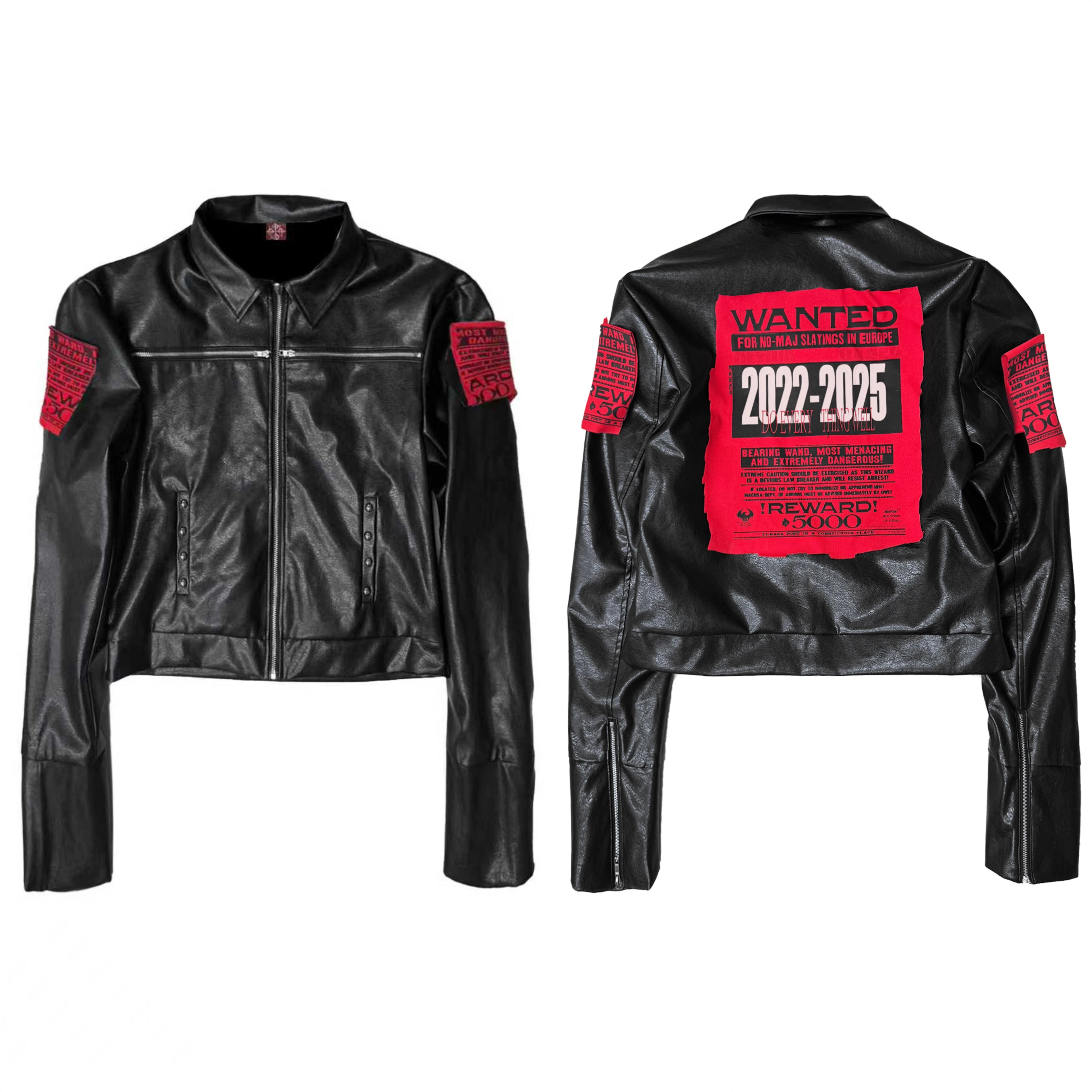 DETW Sticker Embroidered Locomotive Style Short Zipper Jacket