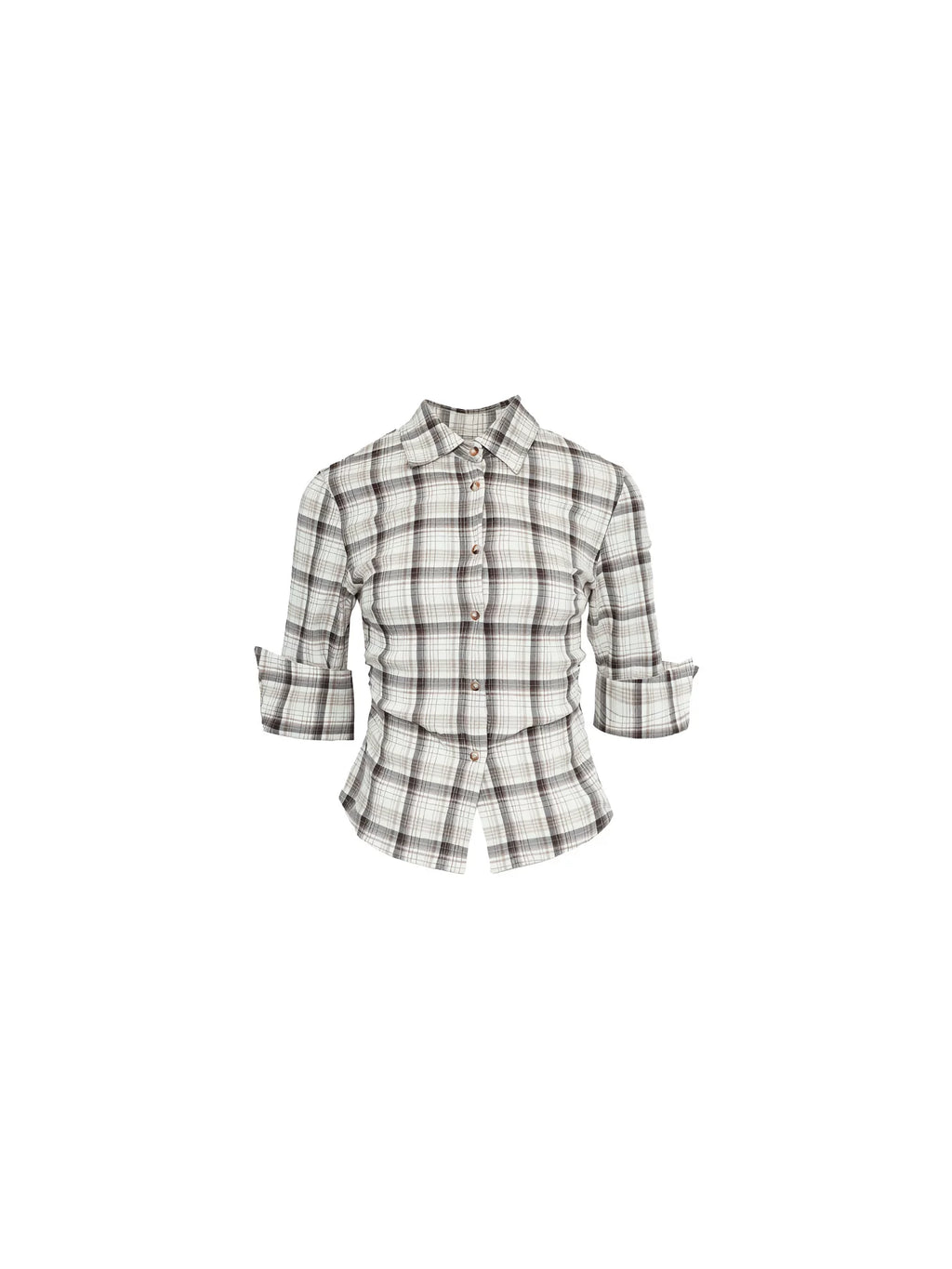 KELIFAN Retro Plaid Waist Short Shirt