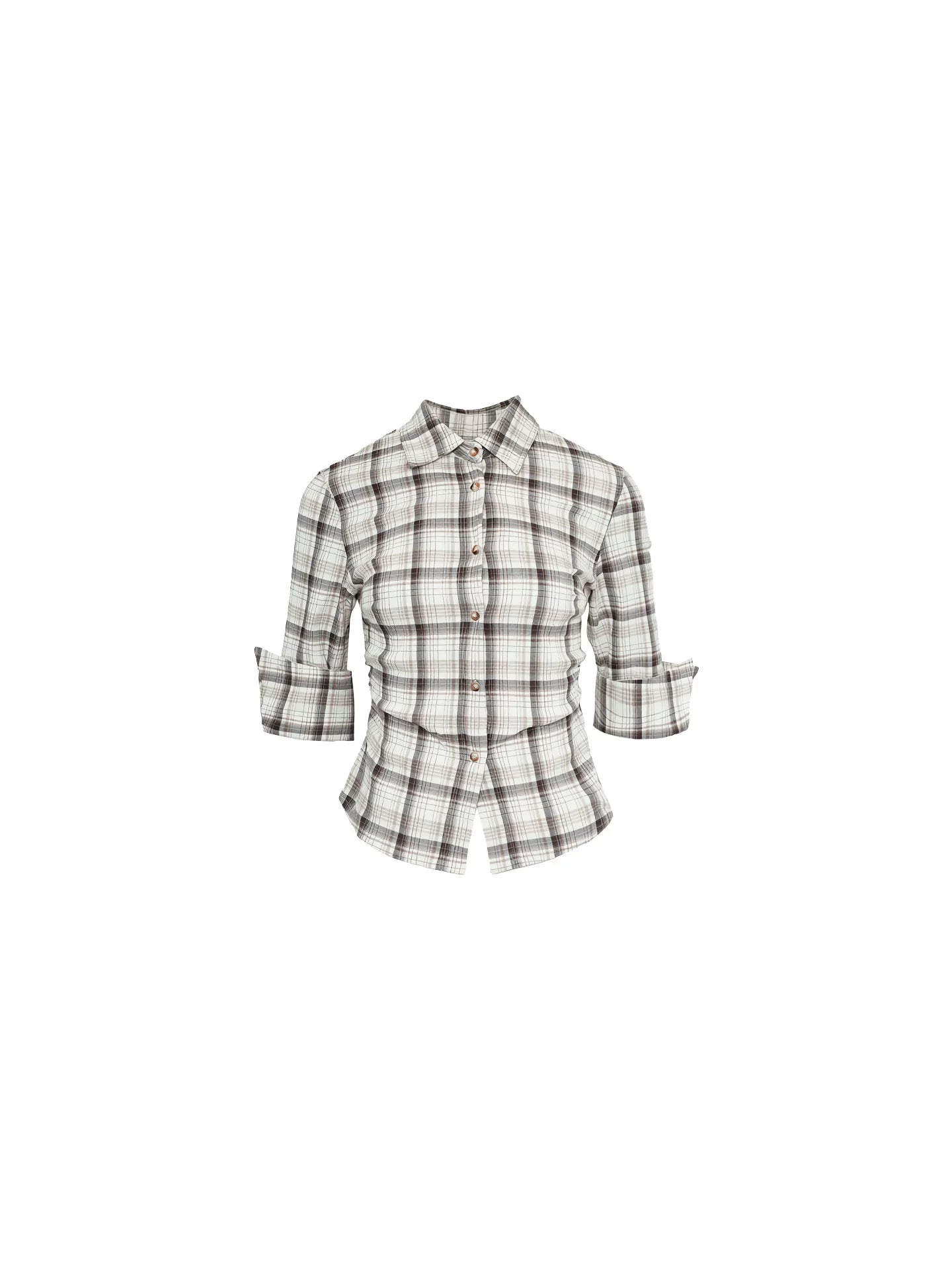 KELIFAN Retro Plaid Waist Short Shirt