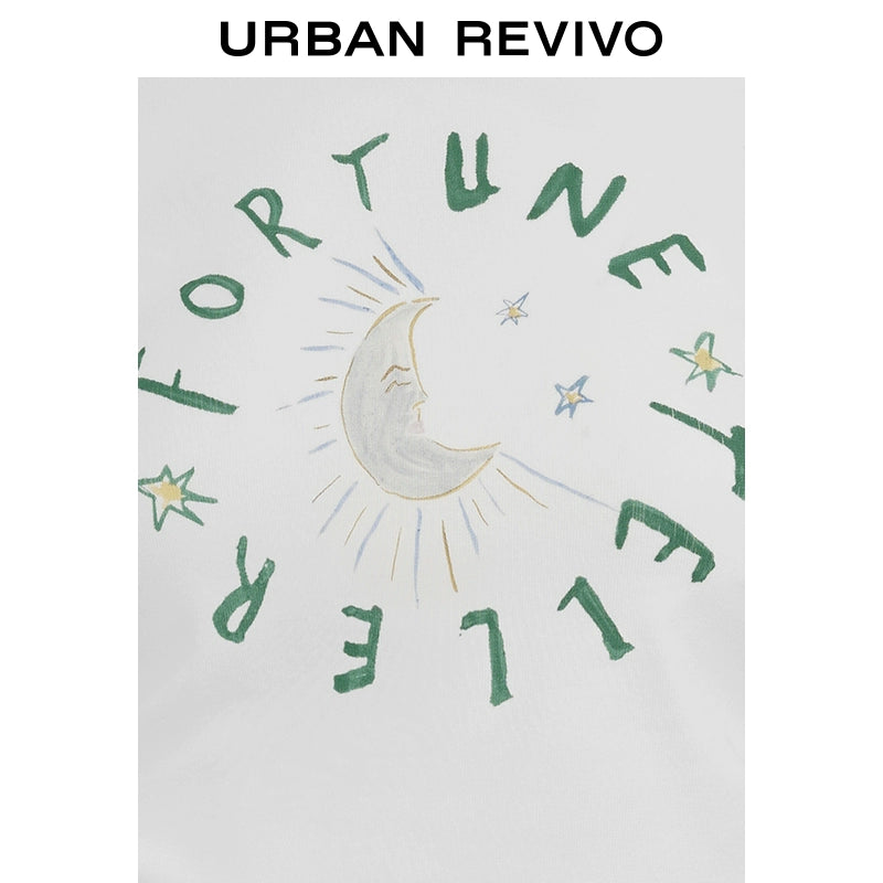 URBAN REVIVO Contrasting Print Pleated Waist Tee