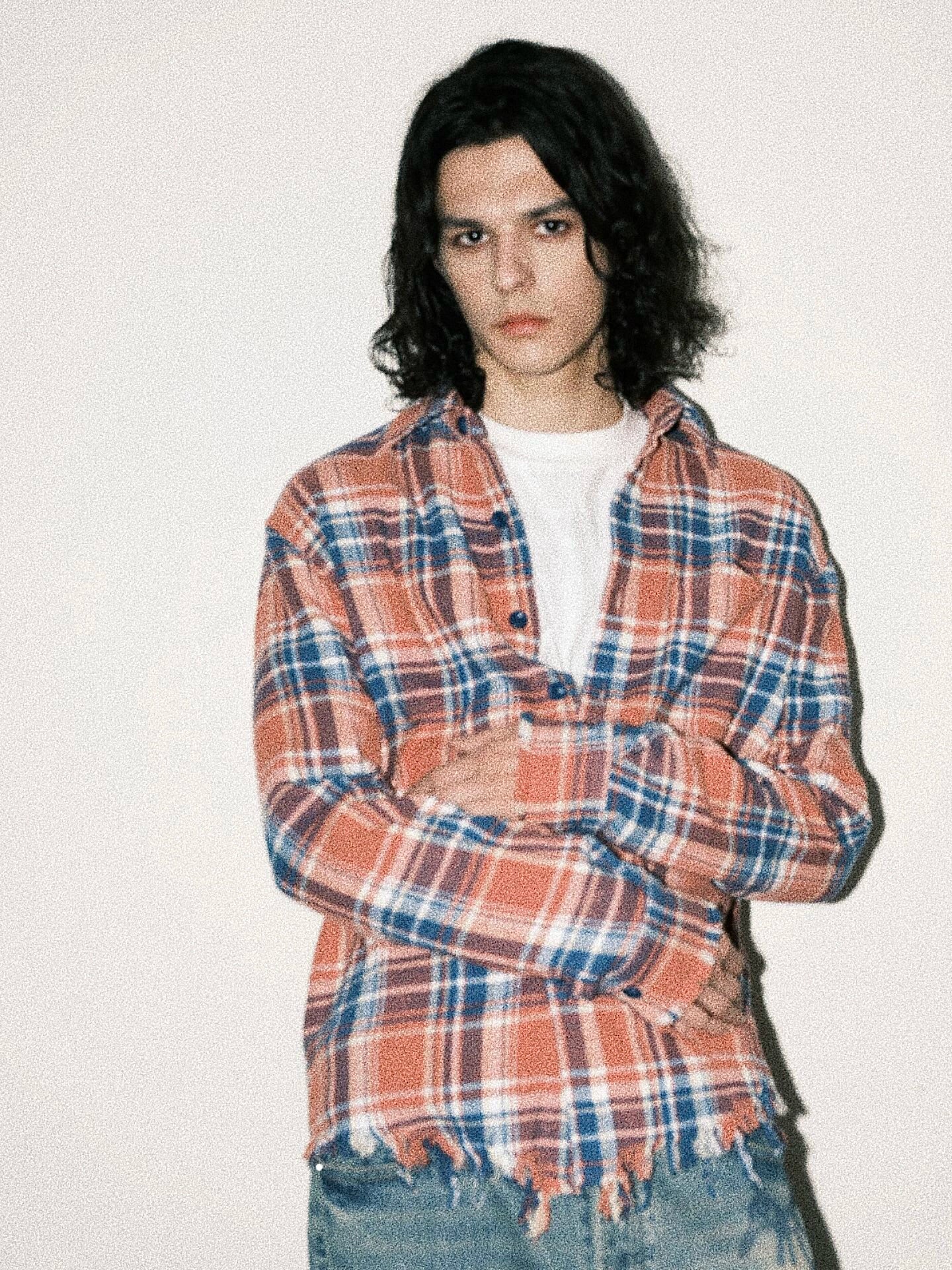 VOWPROGRESS Flannel Fringed Check Shirt Long Sleeves
