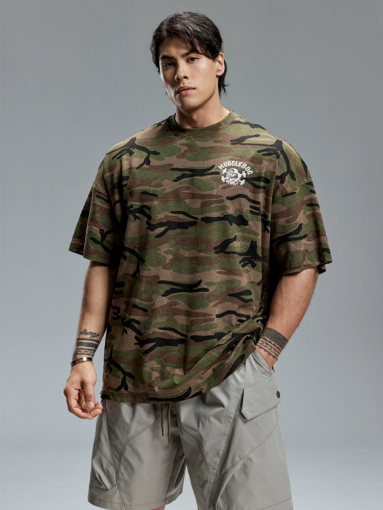 Muscle Dog Military Style Camouflage Sports and Leisure Tee