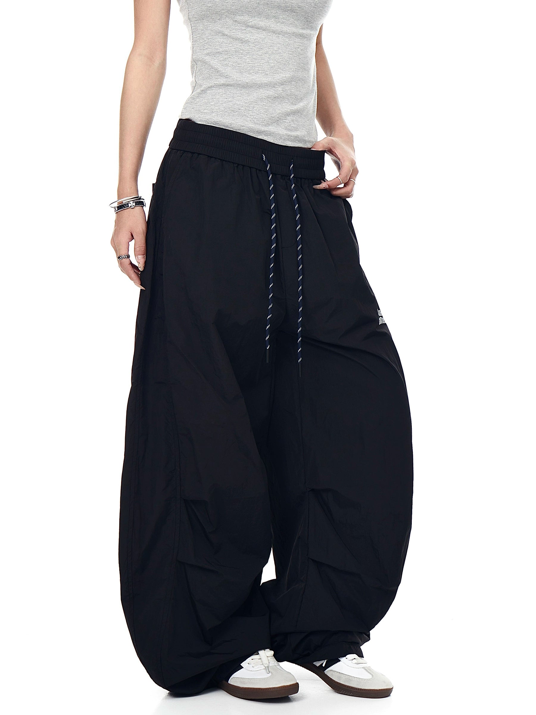 BLACKLISTS Pleated Embroidered Dance Wide-leg Scimitar Pants