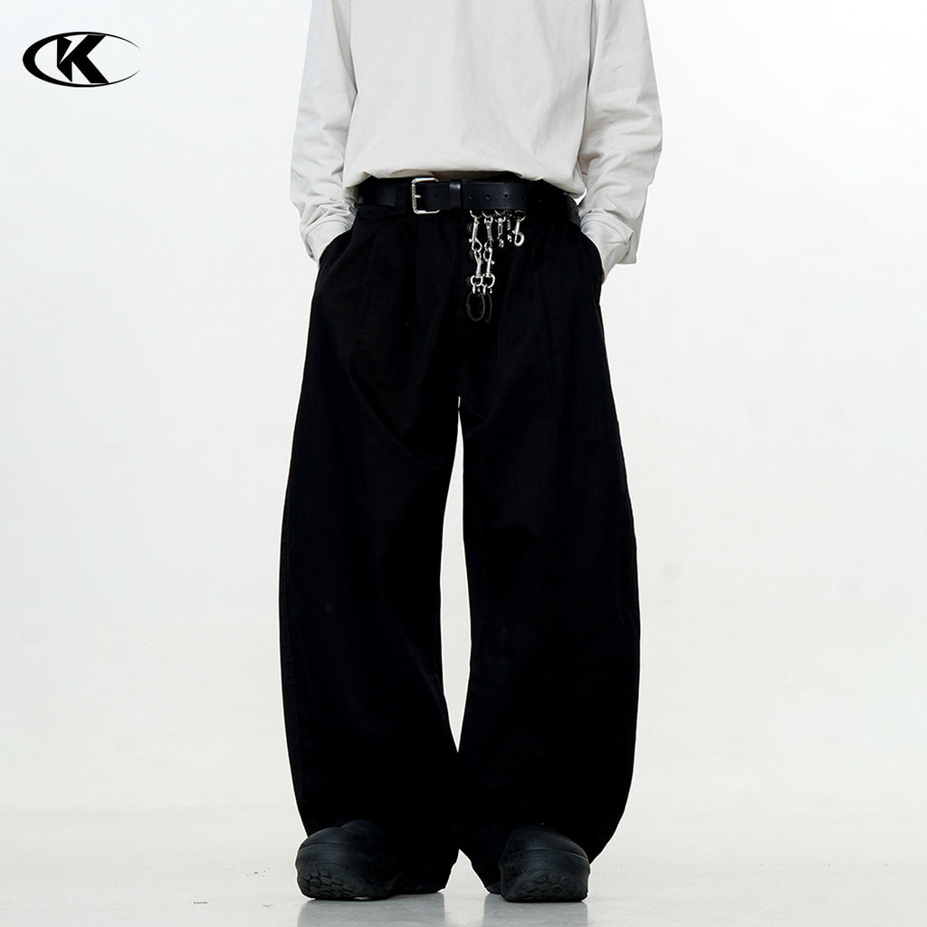 11KN button pleated three-dimensional tailoring scimitar pants