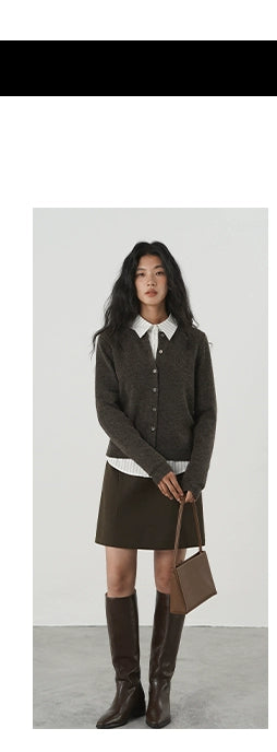 EIGHTHMONTH Vintage Vertical Striped Skinny Lapel Long Sleeve Shirt