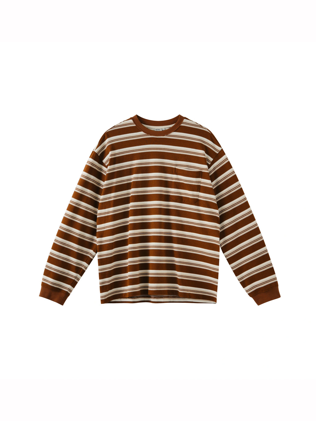 BUTTBILL stripes Japanese crew neck loose silhouette Long Sleeve Tee