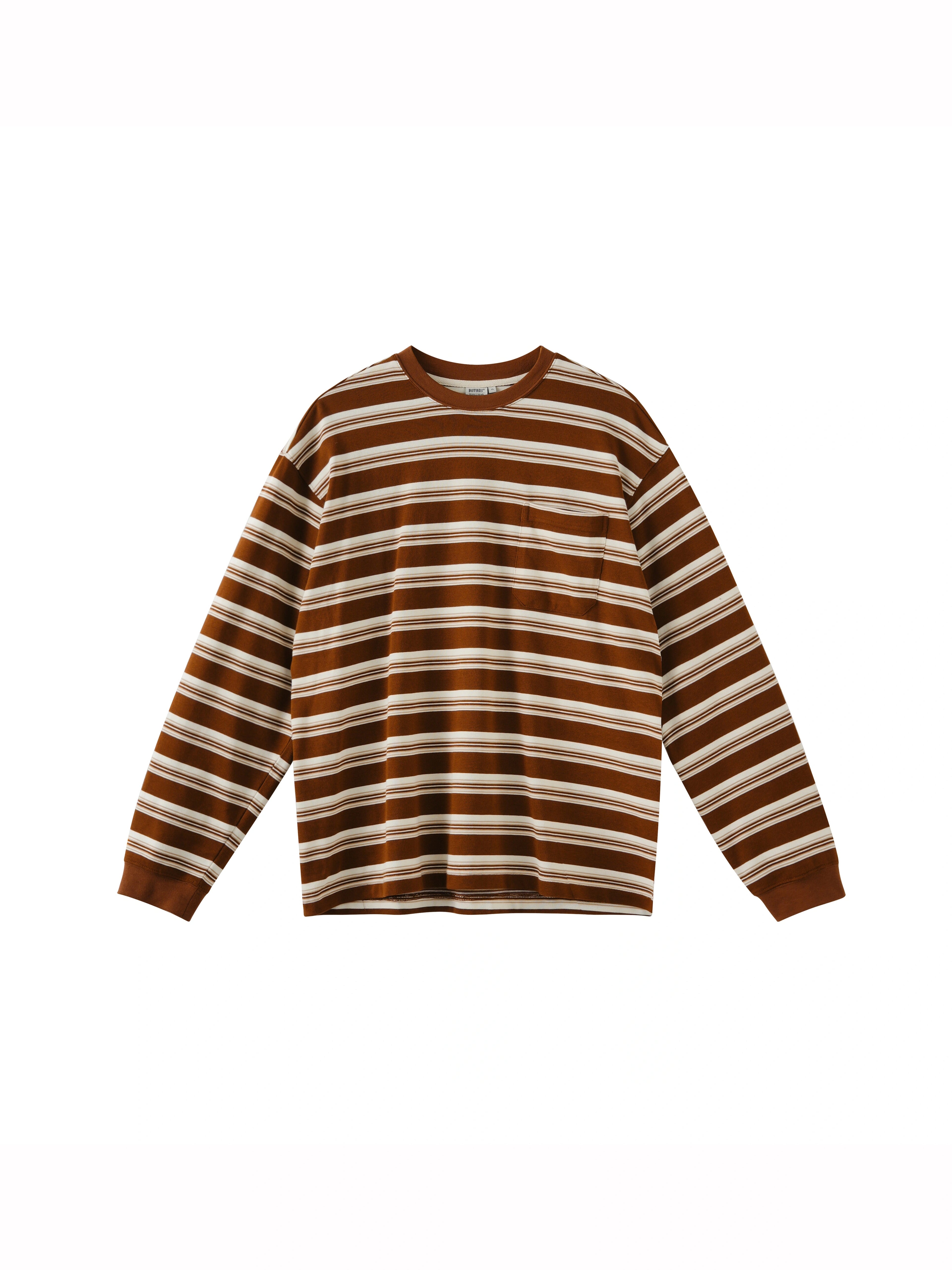 BUTTBILL stripes Japanese crew neck loose silhouette Long Sleeve Tee
