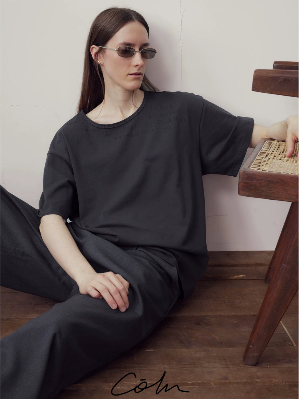 COLN Letter Print Loose Casual Tee