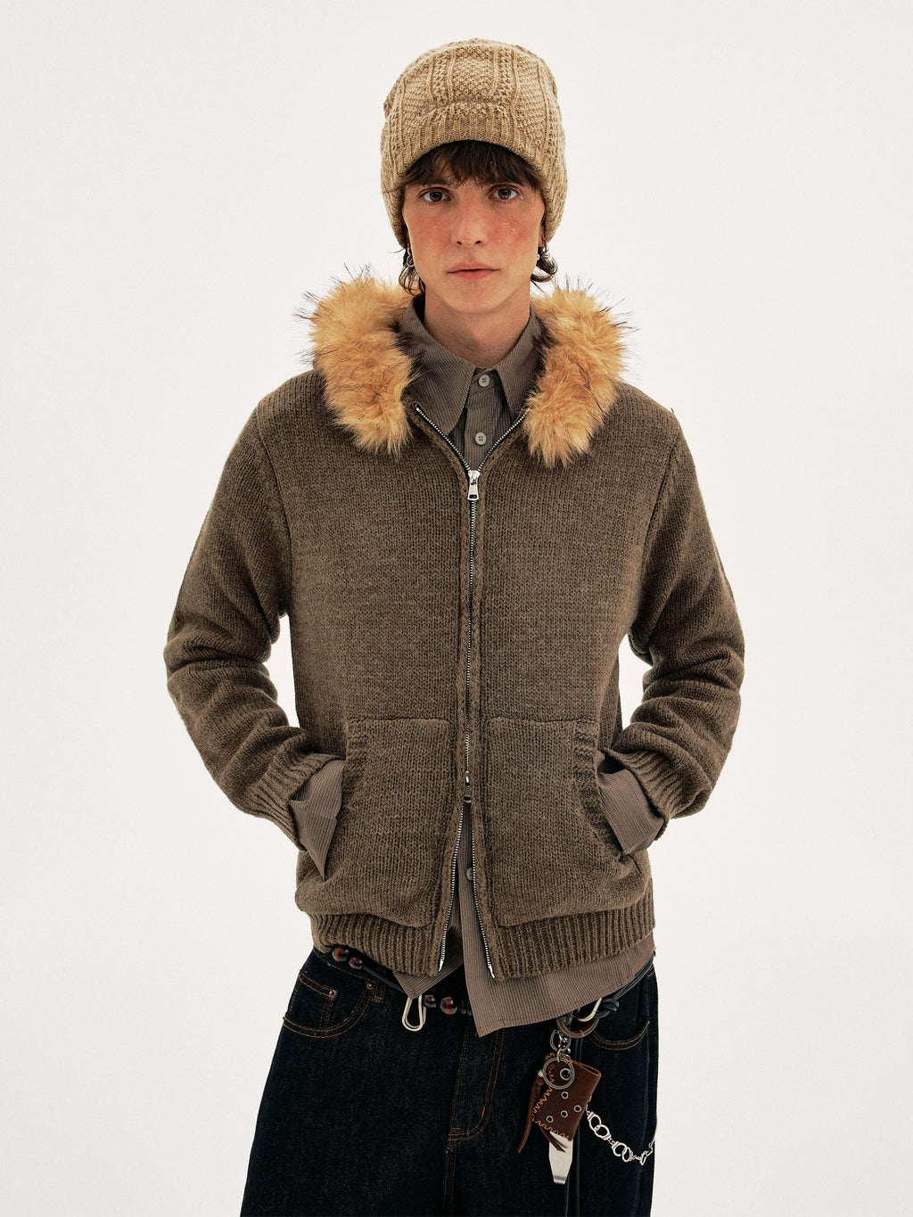 MADWITCH Vintage Hooded Knitwear Jacket