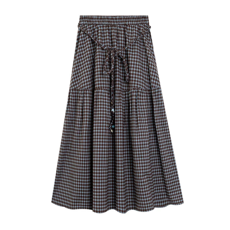 LOVEHEYNEW Vintage Contrasting Plaid Skirt