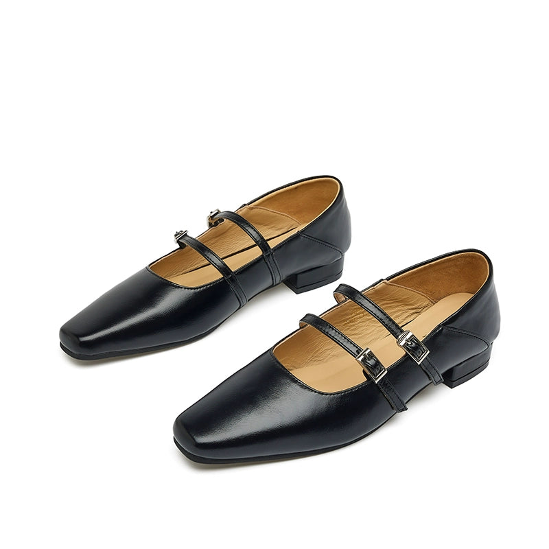 Mooreyu Square Head Retro Versatile Light Mouth Single Shoes