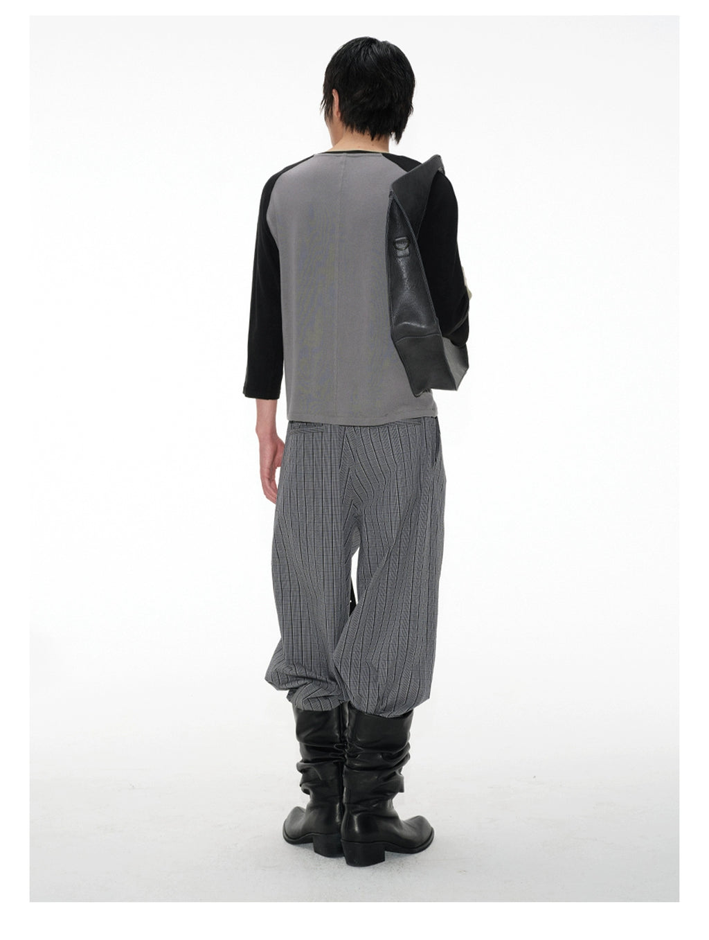 JCAESAR Contrast Shoulder Daily Versatile Seven-quarter Sleeve Tee