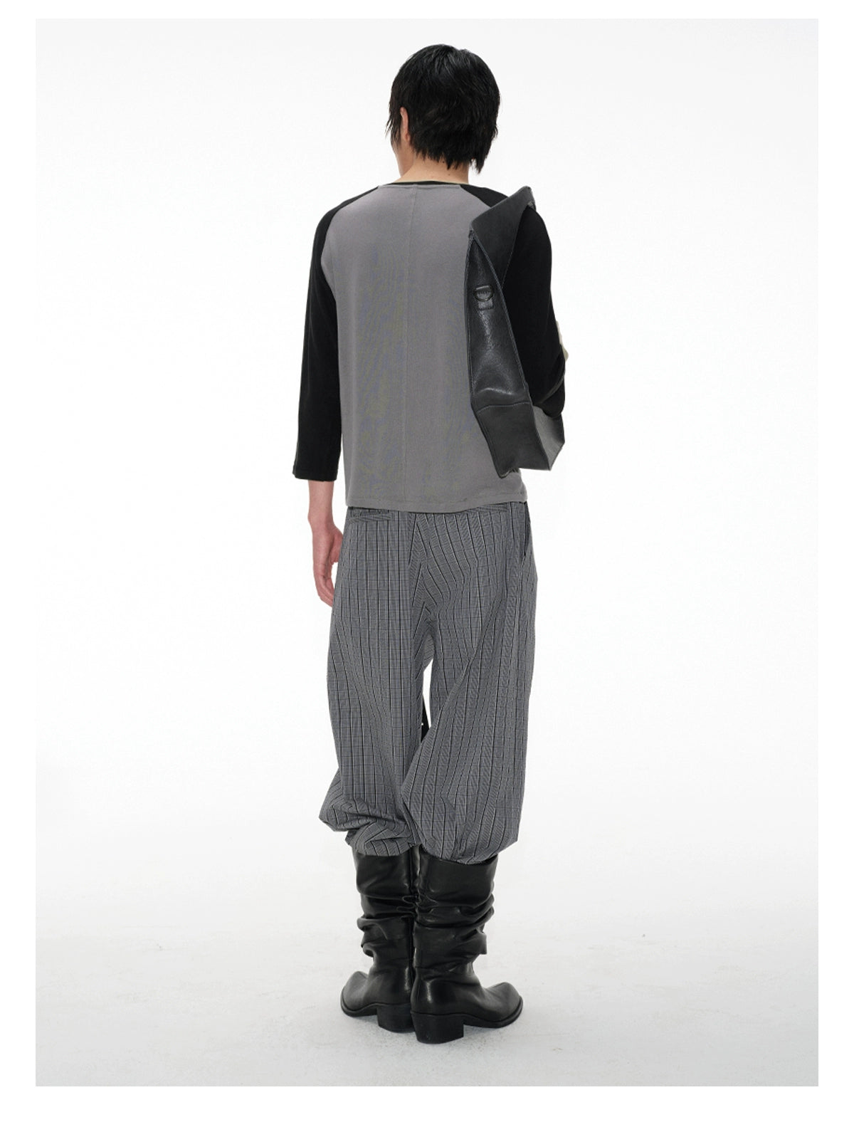 JCAESAR Contrast Shoulder Daily Versatile Seven-quarter Sleeve Tee