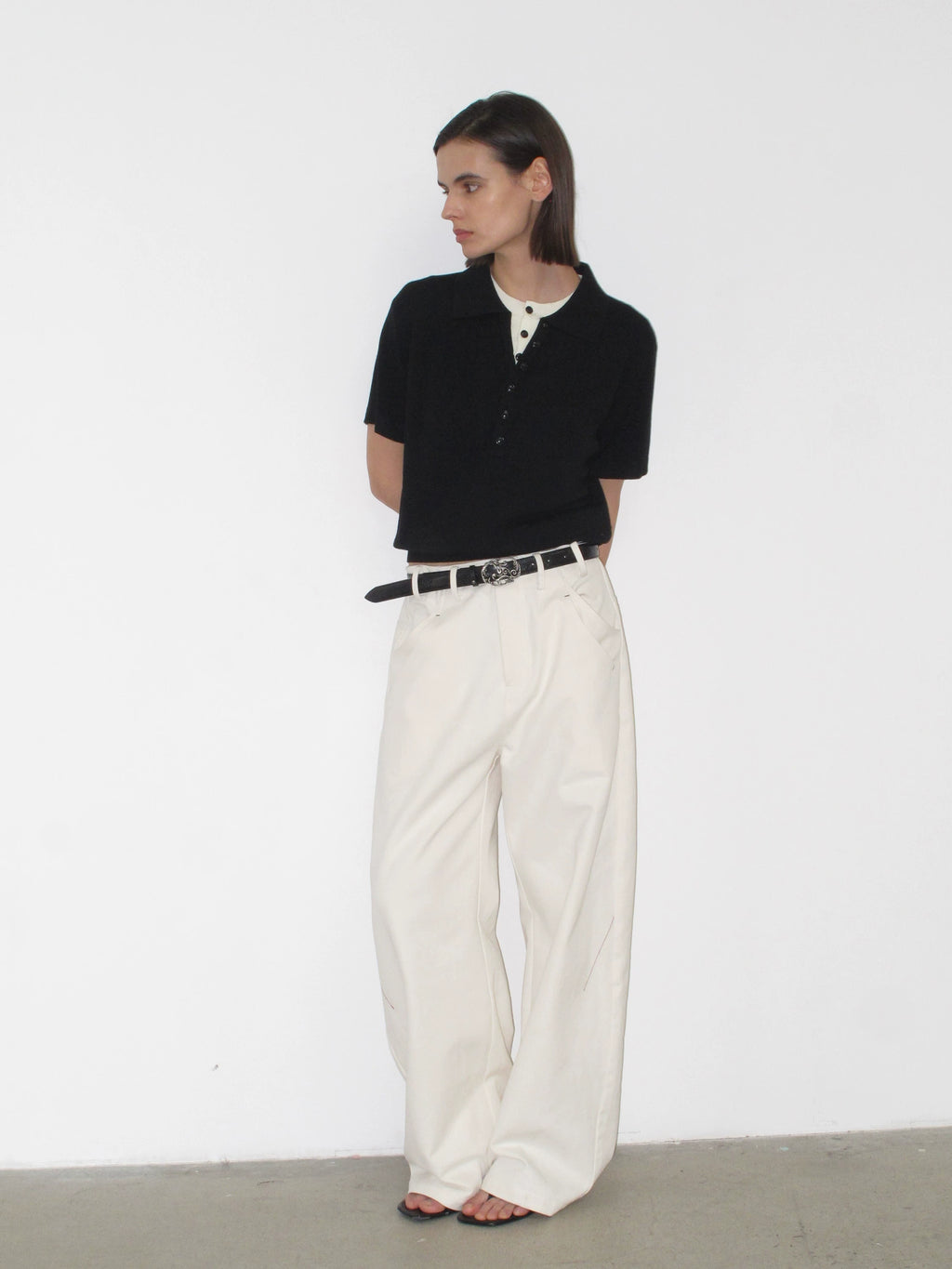 NOT UGLY Soft Wool High-Density Overlapping Collar Contrast Casual Polo Short-Sleeve