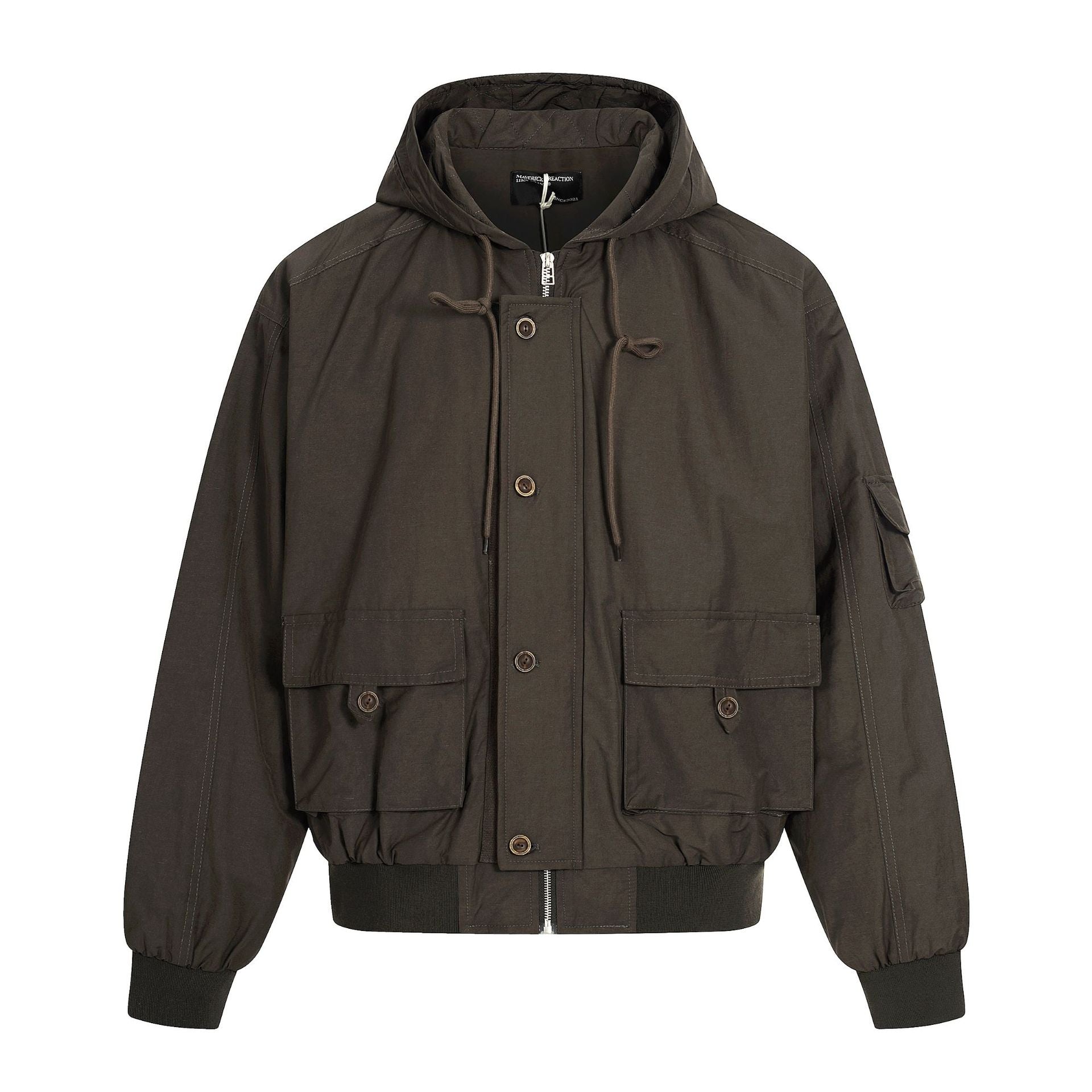 11KN Vintage Loose Casual Multi-Pocket Short Wide Jacket