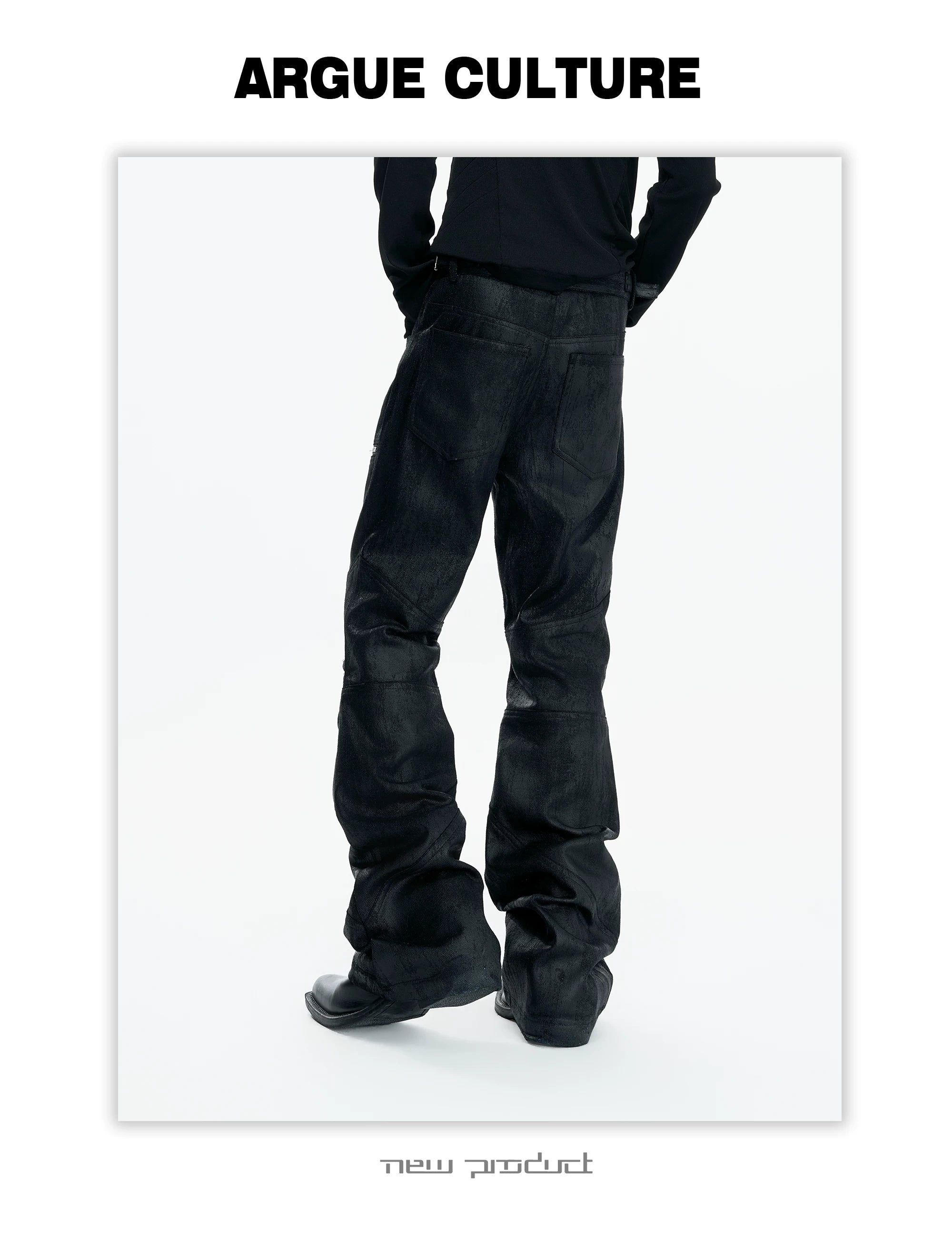 ArguECulturE Splicing Slim-Fold Pleated Straight Jeans