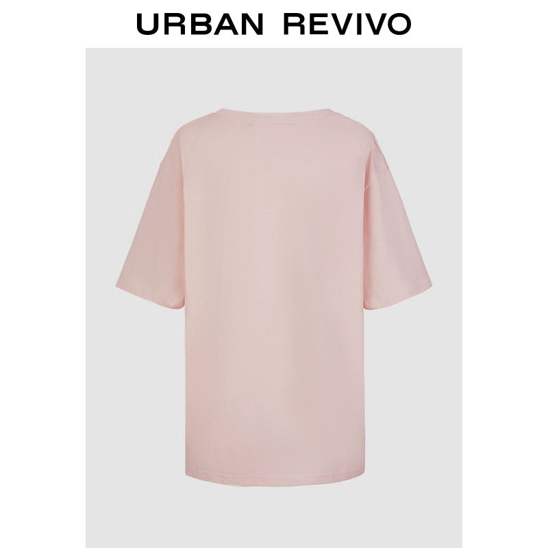 URBAN REVIVO Fruit Letter Print Loose Tee