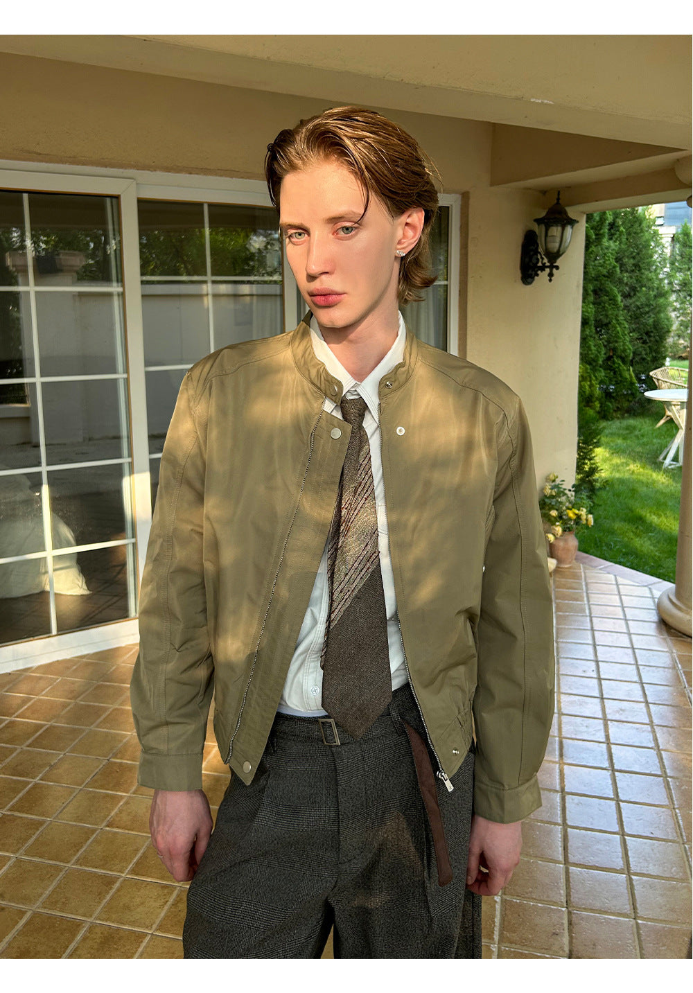 EME Vintage Short Wide Stand-Up Collar Jacket